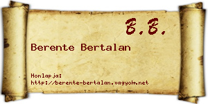 Berente Bertalan névjegykártya